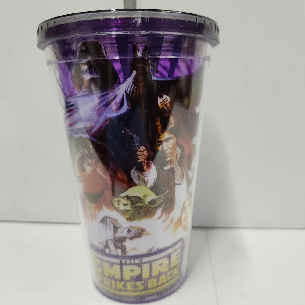 4 Pcs Star Wars Empire Strikes Back Tumbler Cup w/ Straw Purple Plastic 167